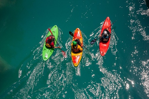 Group Of Whitewater Kayakers